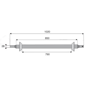 Barre ronde d'attelage catégorie 2 Ø 45 mm longueur 1020 mm