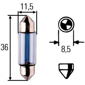 Ampoule, feu éclaireur de plaque Hella 24 V 5 W Navette Ampoule, feu éclaireur de plaque Hella 24 V 5 W Navette