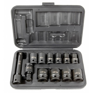 Coffret 10 douilles à choc + cardan + rallonge 1/2" Coffret 10 douilles à choc + cardan + rallonge 1/2"